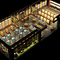 Colorful Modern Store Interior With Shelves Display Products And Decorative Ceiling