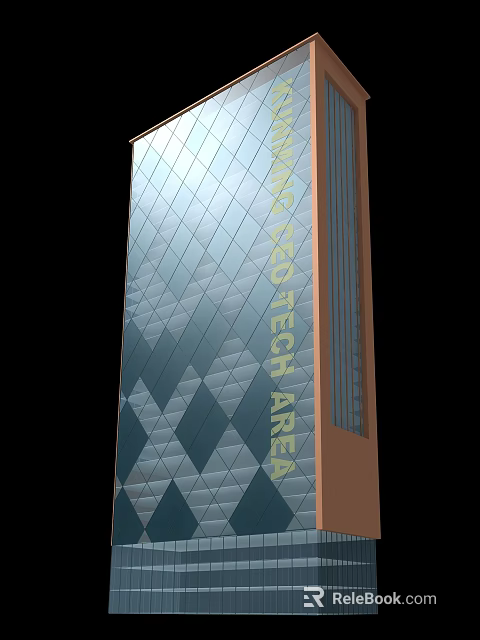 Modern Office Building In Shining Zeo Tech Area With Diamond Pattern Facade 3d model 