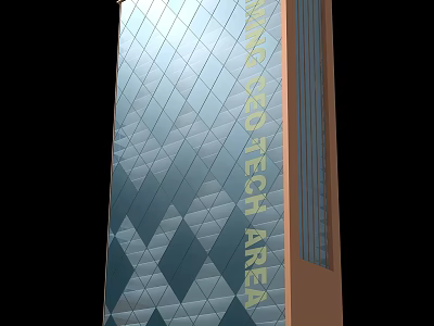 Modern Office Building In Shining Zeo Tech Area With Diamond Pattern Facade 3d model