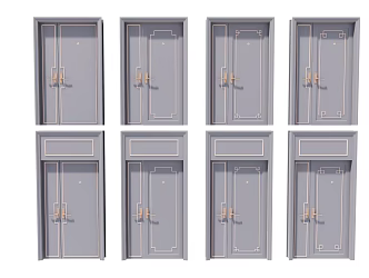 New Chinese Style Door Solid Wood Baking Paint Door 3d model