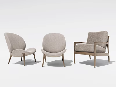 Modern Light Gray Fabric Single Sofa With Wooden Legs And Simple Design 3d model