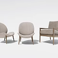 Modern Light Gray Fabric Single Sofa With Wooden Legs And Simple Design