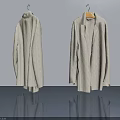 Two Hinged Doors Display With Buttoned Collar And Lapel Design On Hangers Against Grey Wall