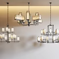 Modern Pendant Lighting Combinations With Multi Arm Frames And Fabric Shades