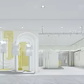 Elegant Modern Clothing Store Interior With Mannequins And White Display Elements 3d model