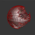 Cartoon Sci Fi Scene With Damaged Gray Sphere And Detailed Surface Structures 3d model