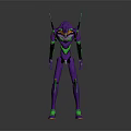 Purple Green Sci Fi Robot Character For Game And Movie Roles With Futuristic Mechanical Design