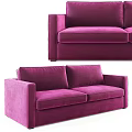 Violet Double Sofa Bed With Foldable Design And Soft Velvet Upholstery 3d model