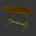Classical Oval Wooden Table With Intricate Carved Legs And Decorative Design