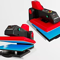 Professional Industrial Heat Press Machine With Red Black Design Blue Heating Plate And Digital Control Panel
