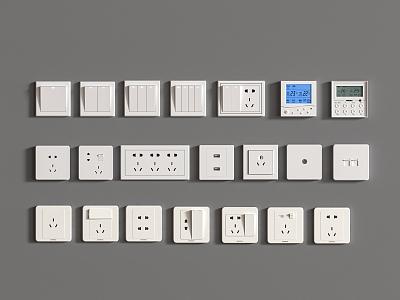 Switch modern switch socket combination switch socket strong weak box rail 3d model