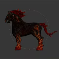 Fiery Black Horse Creature With Flaming Mane Tail And Lava Like Body Details