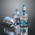 Modern Electronic Water Dispensers With Stainless Steel Bodies And Blue Lids
