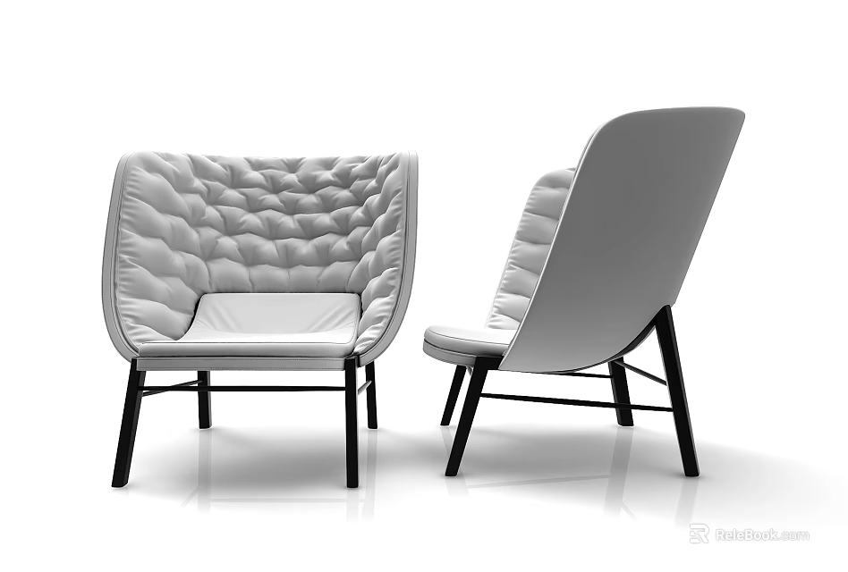 Modern Single Sofa With Quilted Texture And Black Sleek Legs Design 3d model