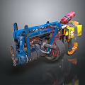Military Weapon With Blue Metal Structure Red Components And Yellow Parts