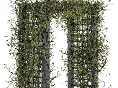 Decorative Garden Archway Covered With Green Vines And Black Lattice Structure 3d model