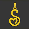 Gold S Shaped Pendant With Heart Design For Fashion Accessories