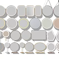 Elegant Modern Household Items Including Round Square Mirrors Sofas And Floor Lamps 3d model