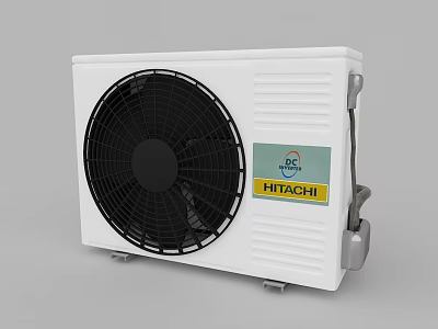 Hitachi White Outdoor Air Conditioner Fan Unit with Brand Logo 3d model