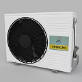 Hitachi White Outdoor Air Conditioner Fan Unit with Brand Logo