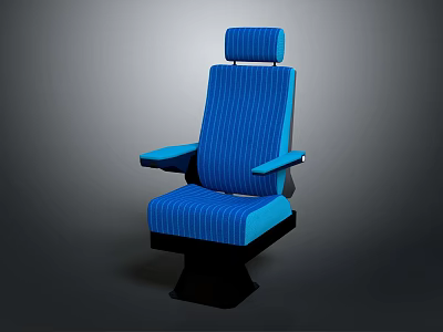Blue Striped Car Seat With Headrest And Armrests For Automotive Parts 3d model