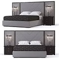 Modern Upholstered Double Bed Interior With Tufted Headboard Nightstand And Crystal Lamps
