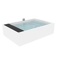 Modern Rectangular White Bathtub With Water And Digital Control Panel Design