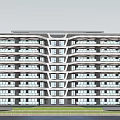 modern residential building multi-storey residence 3d model