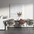 Modern Dining Table and Chair Combination Island Table Dining Table and Chair Combination 3d model