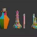 Colorful Polygonal Glass Bottles With Wooden Stoppers For Household Use