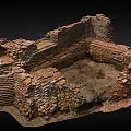 Ancient Brick Ruins Structure Featuring Weathered Walls And Earthy Ground Surface 3d model