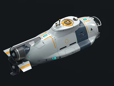 Advanced Futuristic Weapon With White Yellow Blue Accents Circular Top Side Windows And Bottom Thrusters 3d model