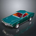 Green Vintage Car Model Showcasing Red Interior Chrome Accents Silver Wheels On Gray Background
