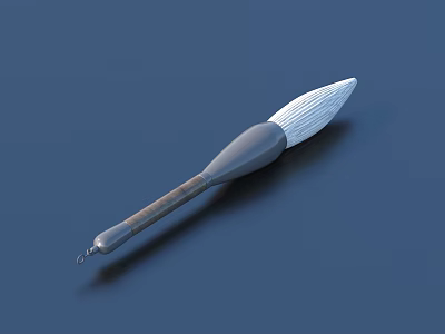 Modern Brush Pen With White Tip And Metallic Handle On Dark Background 3d model