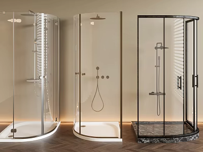 Modern Shower Enclosures Featuring Glass Doors And Stylish Shower Head Designs 3d model