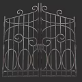 Iron Swing Door With Intricate Decorative Scrollwork And Circular Patterns
