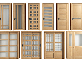 Japanese-style swing door combination 3d model