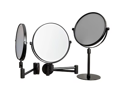 Round Black Frame Vanity Mirrors With Wall Mounted And Tabletop Stand Styles 3d model