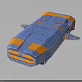 Blue And Orange Cosmic Spacecraft 3D Model With Structural Design Elements 3d model