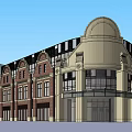 Traditional Modern Architecture With Red Brick Facade Glass Curtain Wall Multi Storey Building Main Entrance