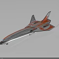 Futuristic Cosmic Spaceship Featuring Streamlined Silver Red Design Wings and Tail for Aerospace Missions
