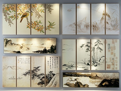 Chinese Landscape Painting Decoration Hanging Painting 3d model