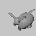 Cute Black and White Cat Game Movie Character with Big Eyes 3D Model Design