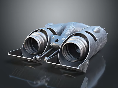 Metallic Dual Cylinders Mechanical Device With Support Base And Shiny Surface 3d model