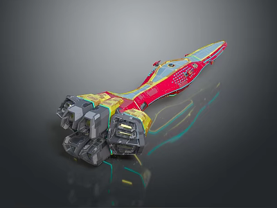 Futuristic Sci Fi Mechanical Weapon With Red Yellow Black Color And Glowing Elements 3d model