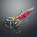 Futuristic Sci Fi Mechanical Weapon With Red Yellow Black Color And Glowing Elements