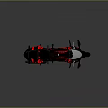 Black Sport Motorcycle With Red Flame Graphics And Modern Headlight Design