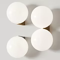 Modern White Spherical Wall Lamps With Brass Bases Mounted On Wall