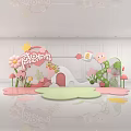 Pink Indoor Children's Playground With Flower Shapes Slide And Cartoon Decorations