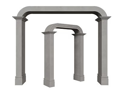 Architectural Gray Pillars Featuring Arched Design With Detailed Bases And Capitals 3d model